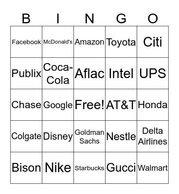 Companies Bingo Card