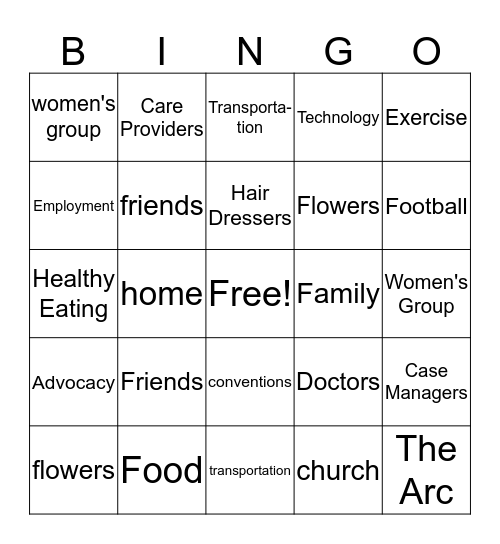 Gratitude Bingo Card