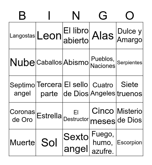 Apocalpsis 9-10 Bingo Card
