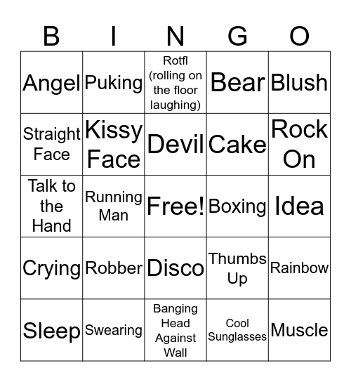 Emojis  Bingo Card