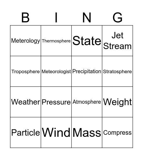 WW Investigation 1 Vocab Bingo Card