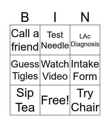 Modern Acupuncture Bingo Card