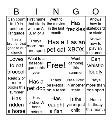 Extreme Preteen Bingo Card