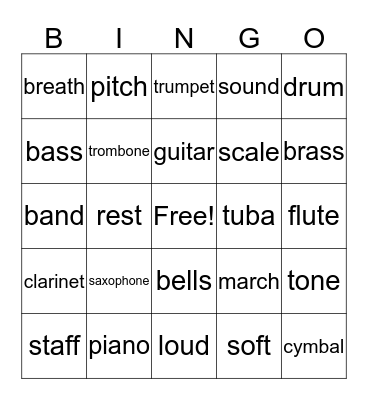 MUSIC Bingo Card