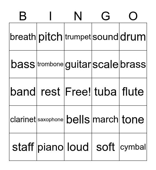 MUSIC Bingo Card