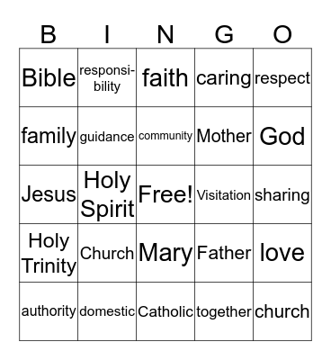 Families Teach Love Bingo Card