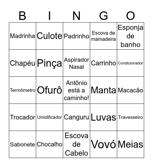 Vem Antônio! Bingo Card