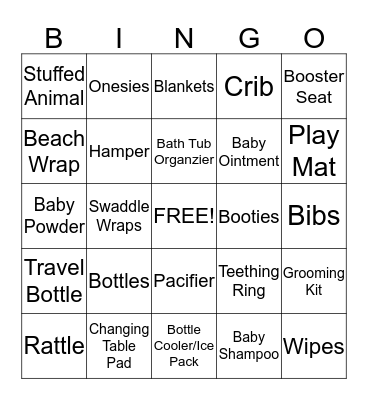 Megan's Baby Shower Bingo Card