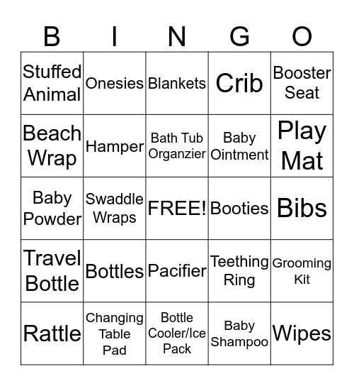 Megan's Baby Shower Bingo Card