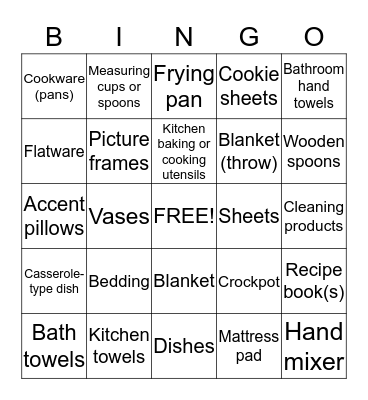 Showering Kristi with Love and Joy Bingo Card