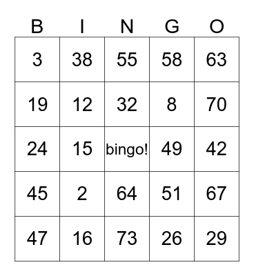 school Bingo: Bingo Card
