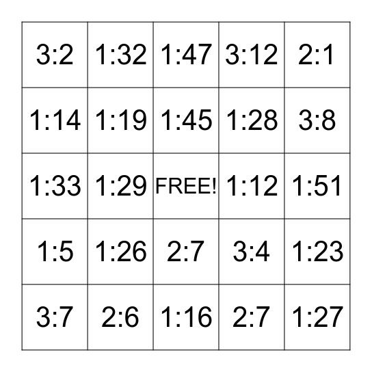 One Time Word Bingo Card