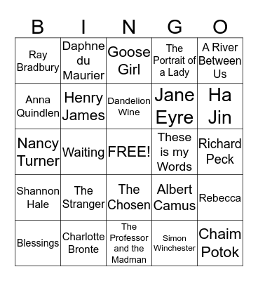 Book Group Bingo Card