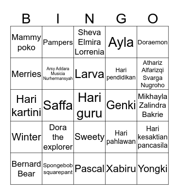 S A F F A Bingo Card