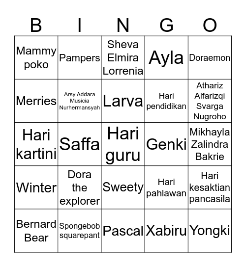 S A F F A Bingo Card