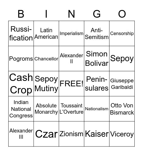 Chapter 6-9 Age of Rev Bingo Card