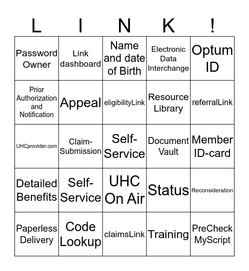 Provider Name:                   TIN:                 Bingo Card