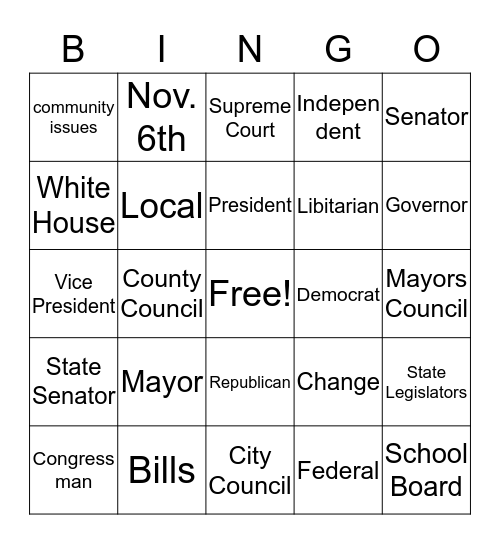 voting Bingo Card