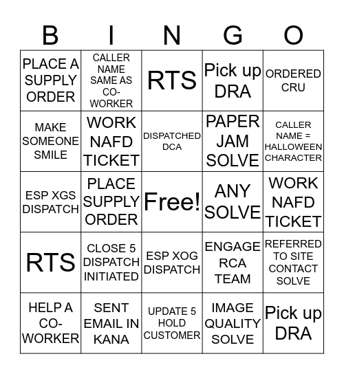 Team Doherty Halloween BINGO Card