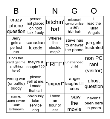 WINTER BATTLEFIELD BINGO Card