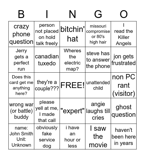 WINTER BATTLEFIELD BINGO Card