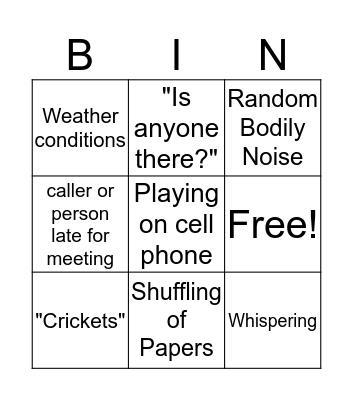 Meeting Bingo Card