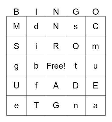 Alphabet Bingo Card