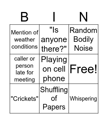 Meeting Bingo Card