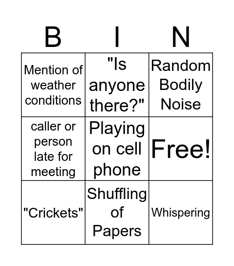 Meeting Bingo Card