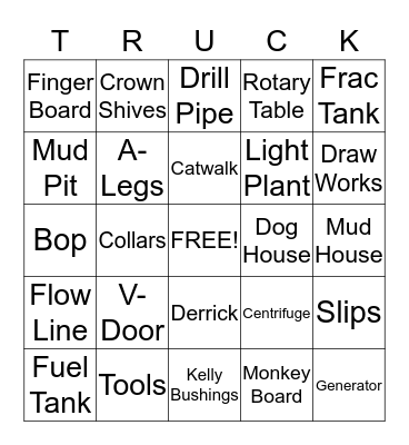 Rig Chasers, LLC Bingo Card