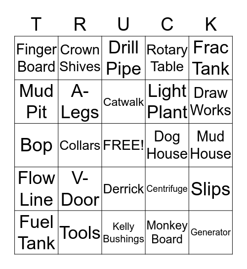 Rig Chasers, LLC Bingo Card