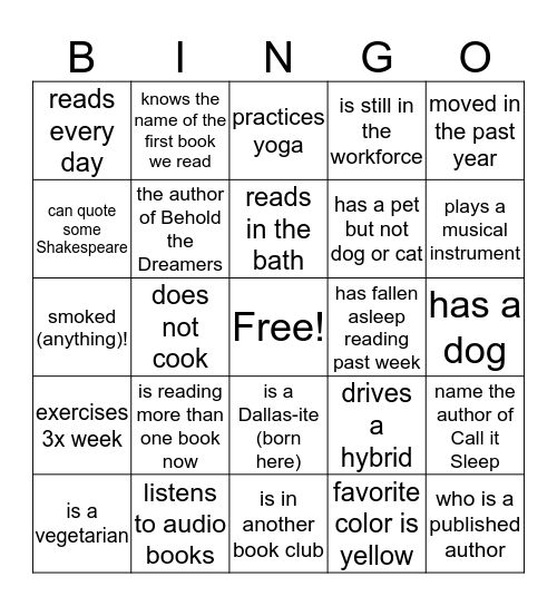 Find Someone Who...... Bingo Card