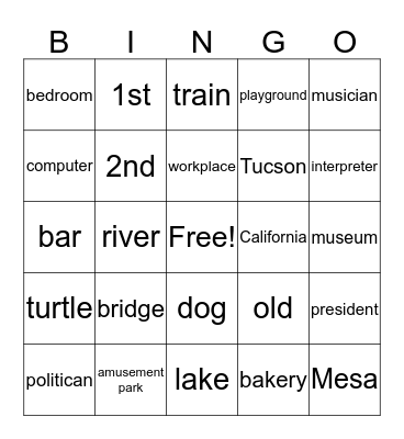 Unit 3 Vocabulary Bingo Card