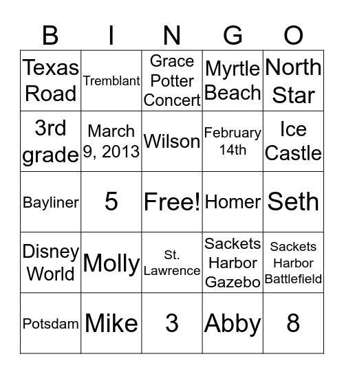 MIKE AND MOLLY Bingo Card