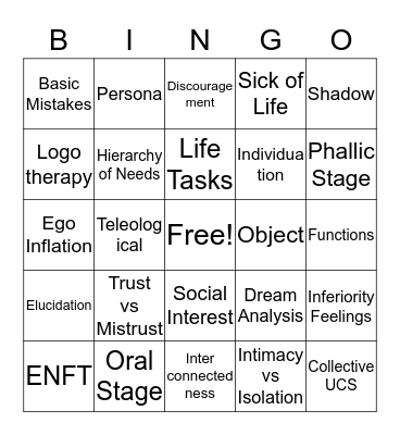 Analytic / Existential Bingo Card