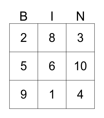 LOS NUMEROS Bingo Card