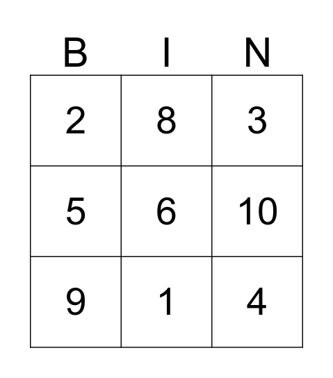 LOS NUMEROS Bingo Card