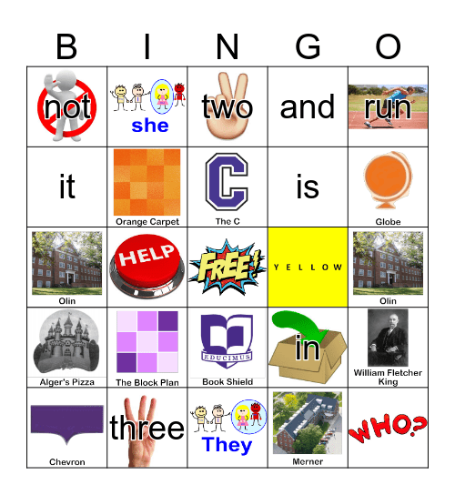 Sight Words Bingo Card