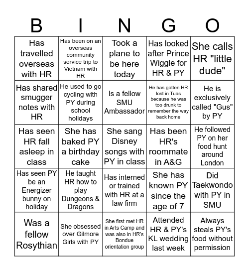 Find someone who... Bingo Card