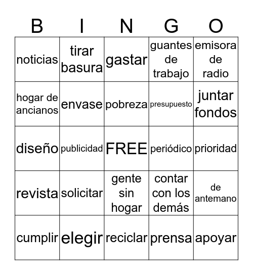 Spanish 3, Unidad 2.1 Bingo Card
