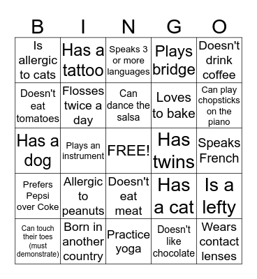 Who Are You? Bingo Card