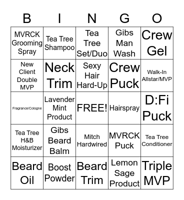 Sportclips Bingo Card