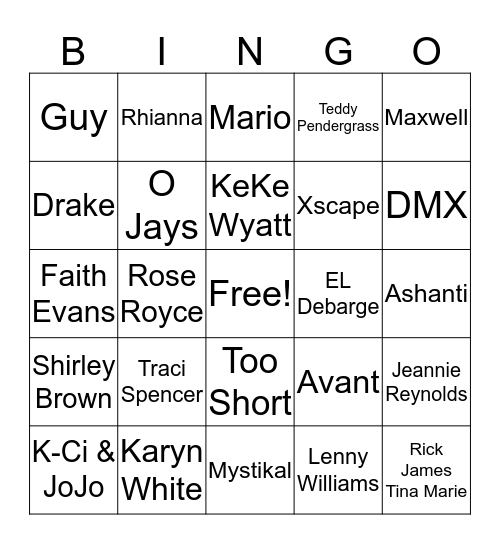 Trap Bingo Card