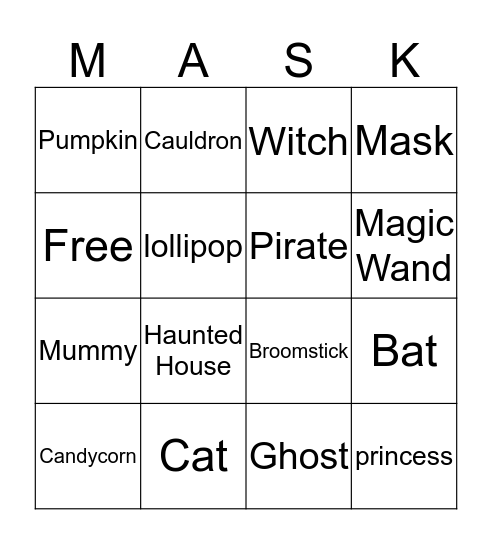 Halloween Bingo Card