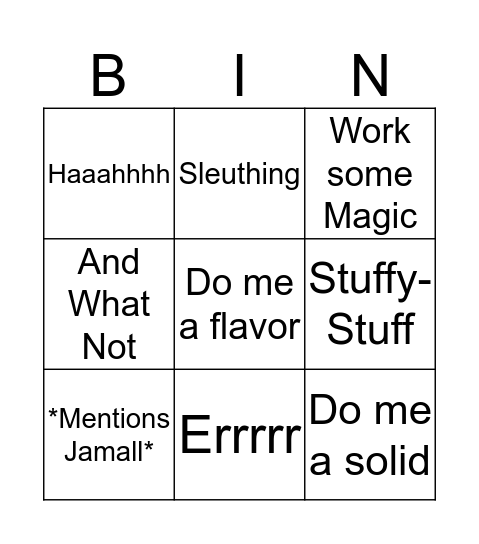 Big Cheese Bingo Card