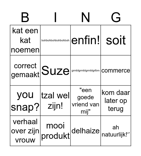André Bingo Card