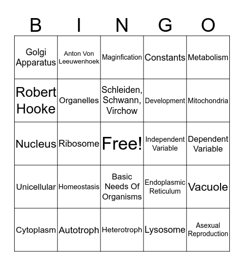 Unit 1 Bingo Card