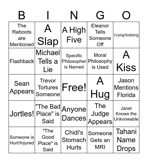 The Good Place Bingo Card