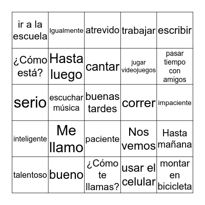 ESP 1-Lotería #1 Bingo Card