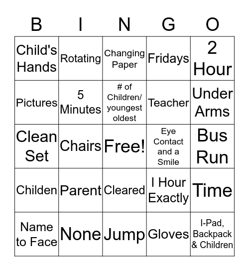 Reminders and Good Habits Bingo Card